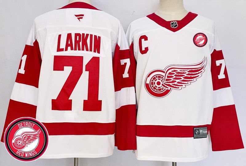 Men Detroit Red Wings #71 Larkin White Fanatics 2025 NHL Jersey style 3->detroit red wings->NHL Jersey